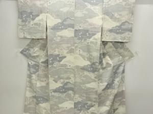流水に草花模様小紋着物